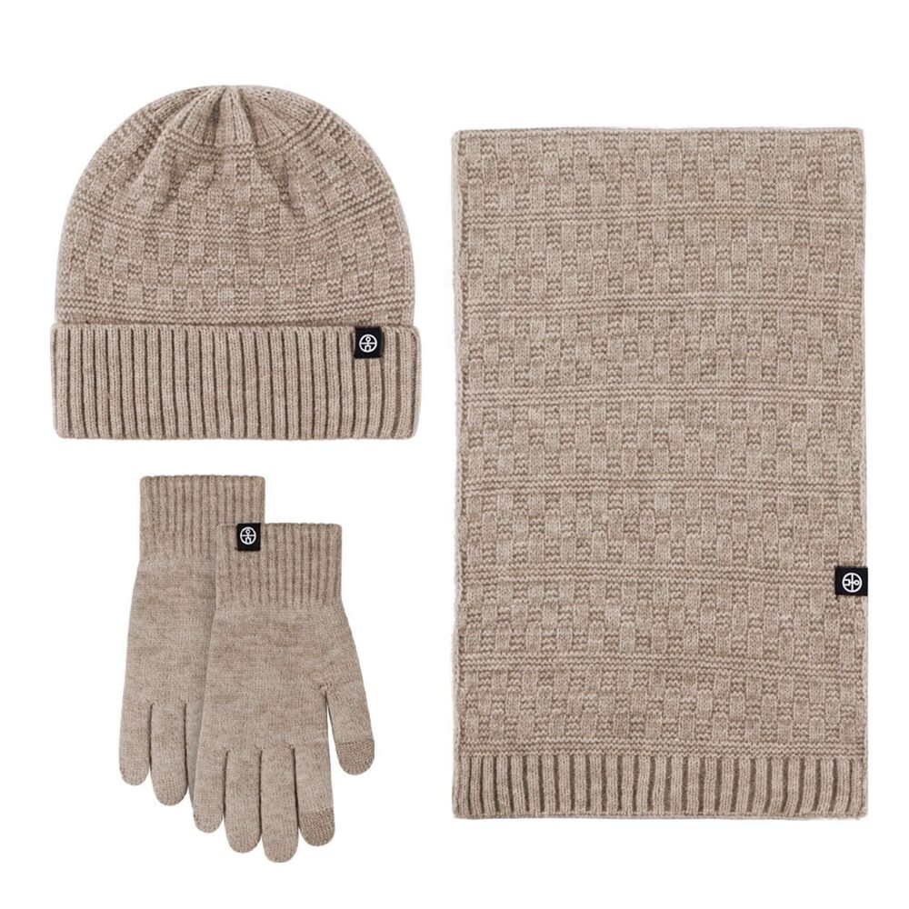 4346 Warm Hat Scarf Glove Set Beanie Hats Scarves and Gloves Polar Fleece